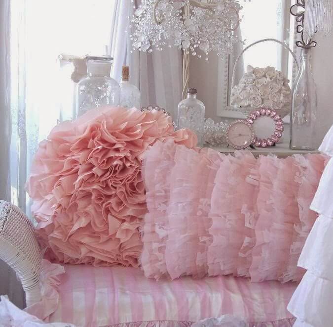 Pretty Pink Ruffled Throw Pillows