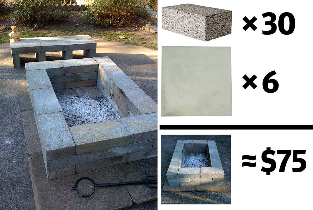 $75 DIY Fire pit and Bench