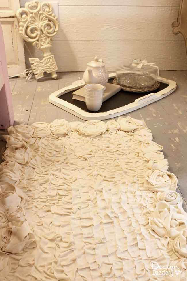 Shabby Chic Ruffled Rosette Rug