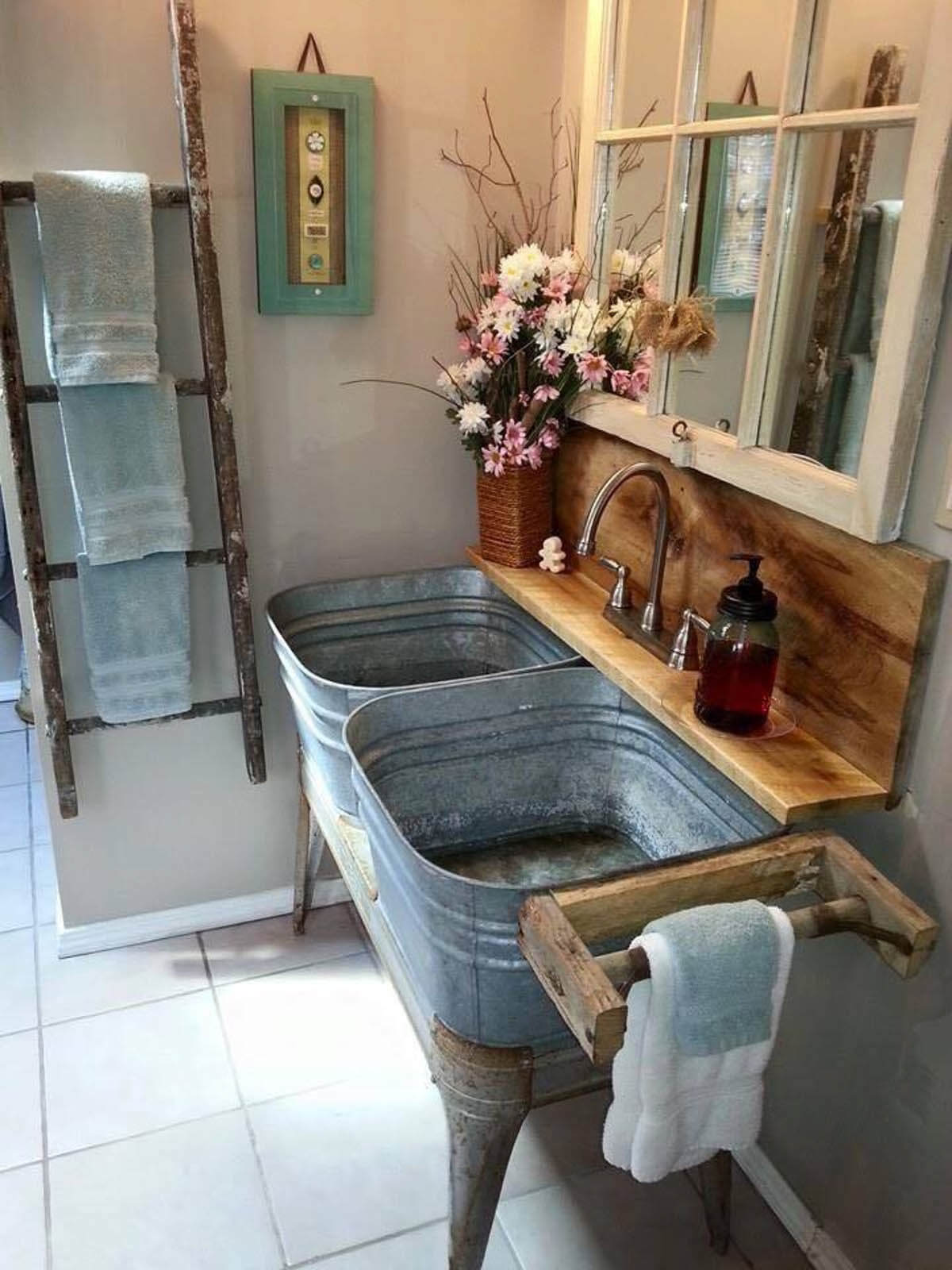 Galvanized Metal Tub Double Vanity