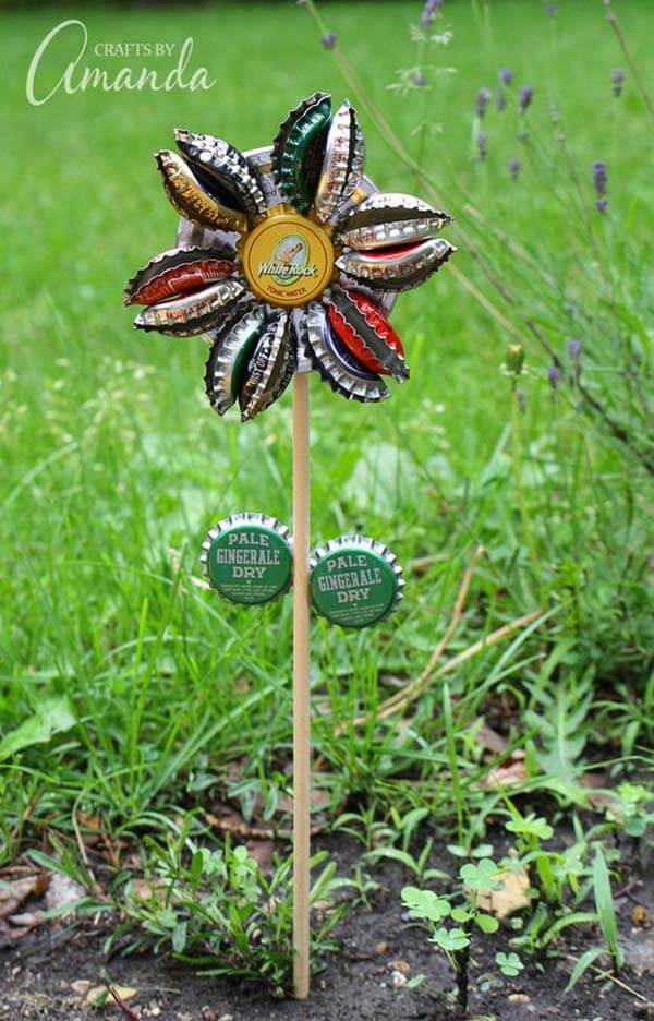 DIY Metal Bottle Cap Pinwheel