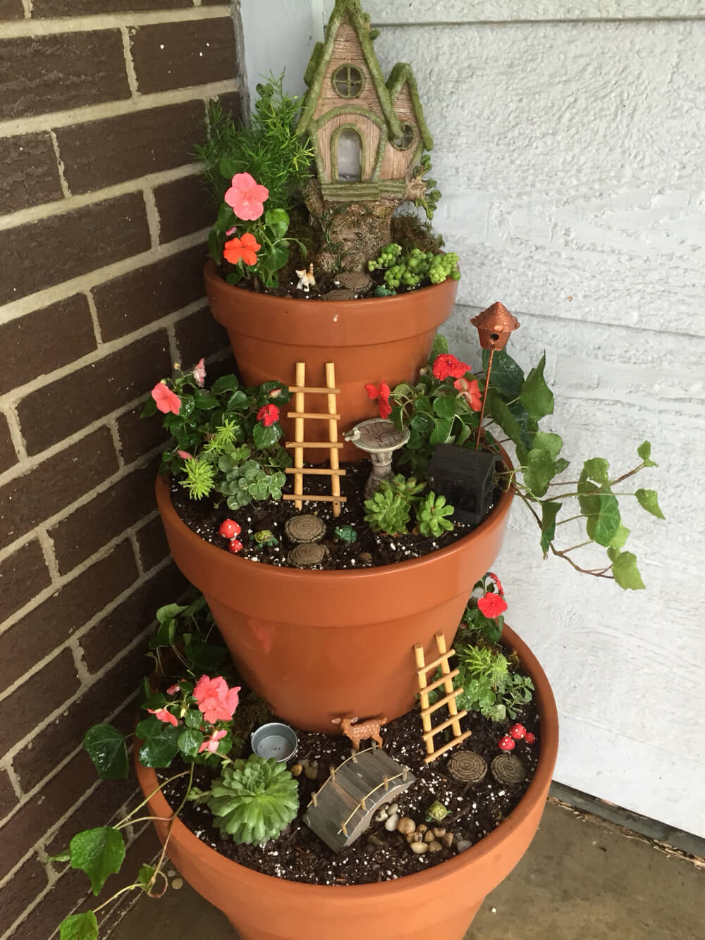 Tiered Front Porch Fairy Garden