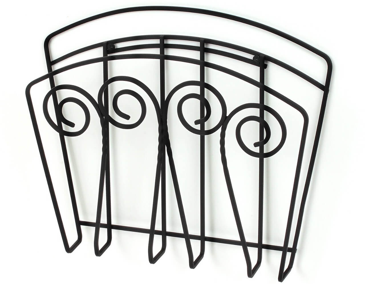 Black Magazine Wall Rack with Scroll Detail