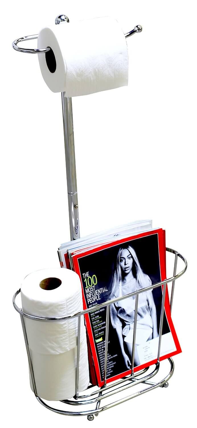 Chrome Freestanding Bathroom Magazine Holder