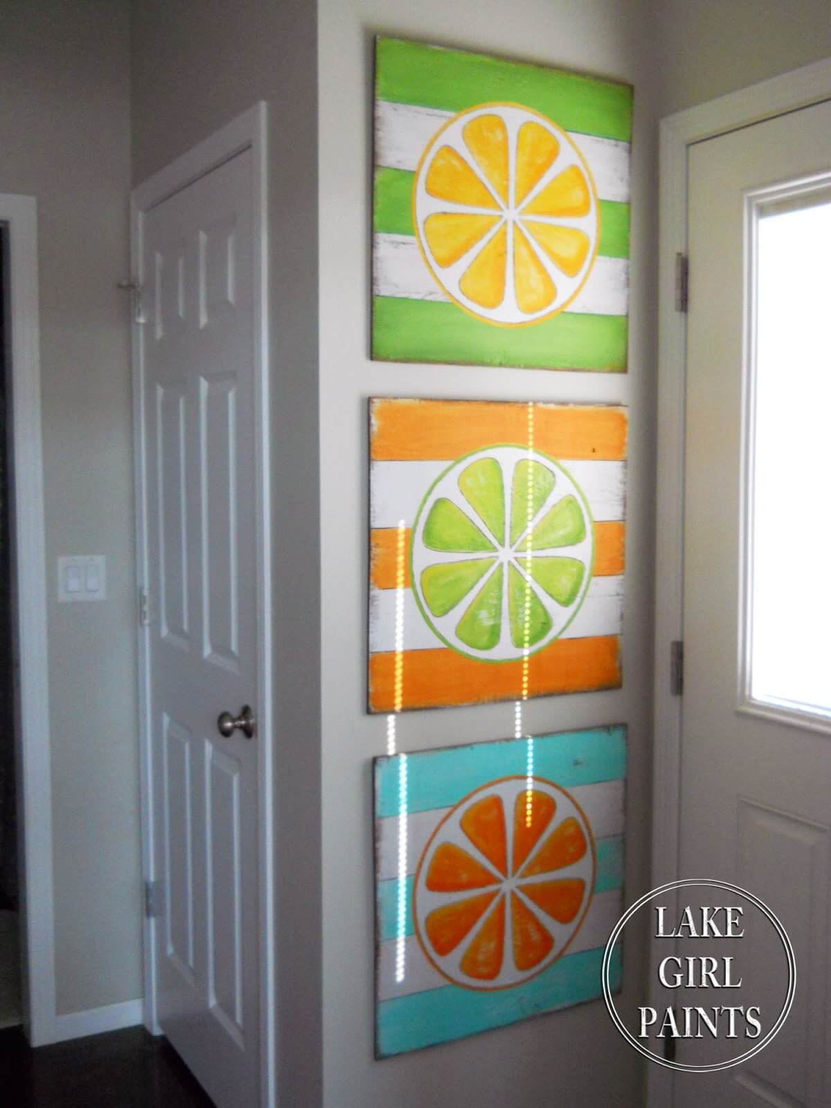 Colorful Citrus Wood Paintings Trio