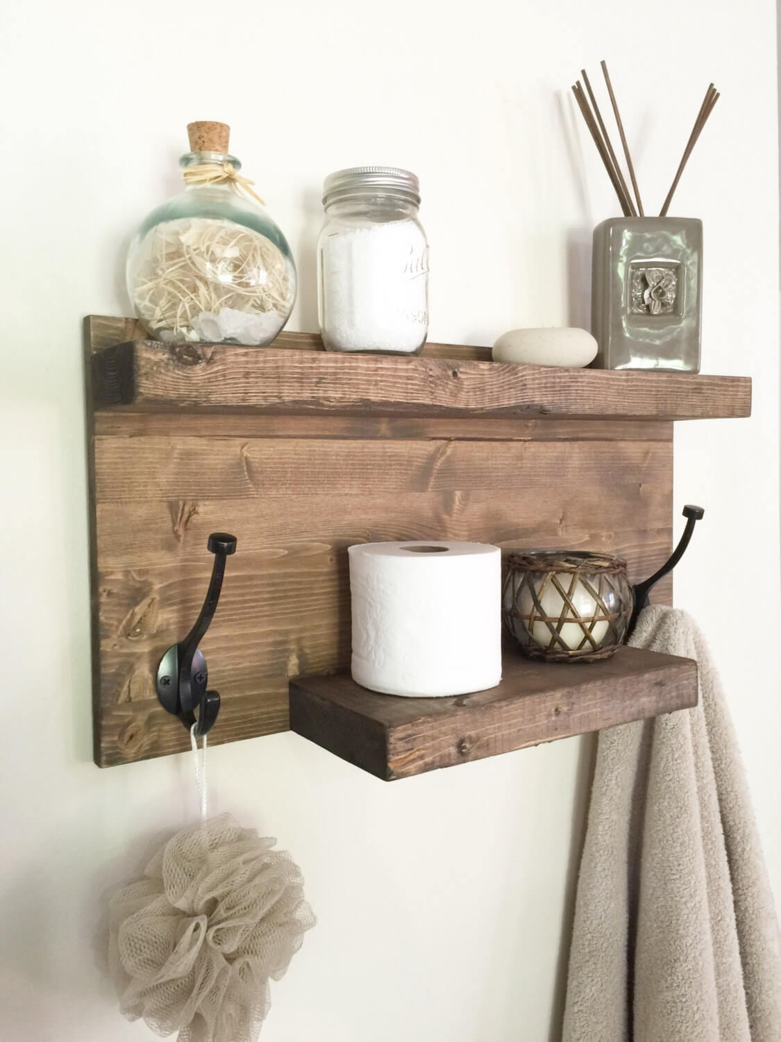 DIY Wood Towel Rack and Organizer