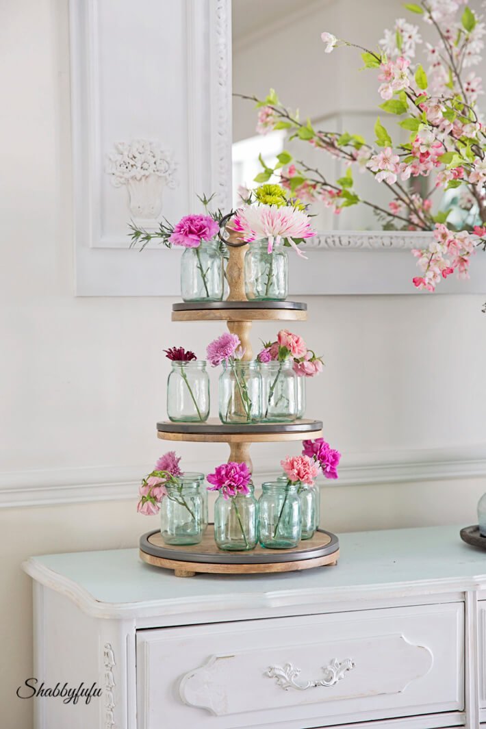 Three-tiered Stand for Mini Mason Jar Blooms