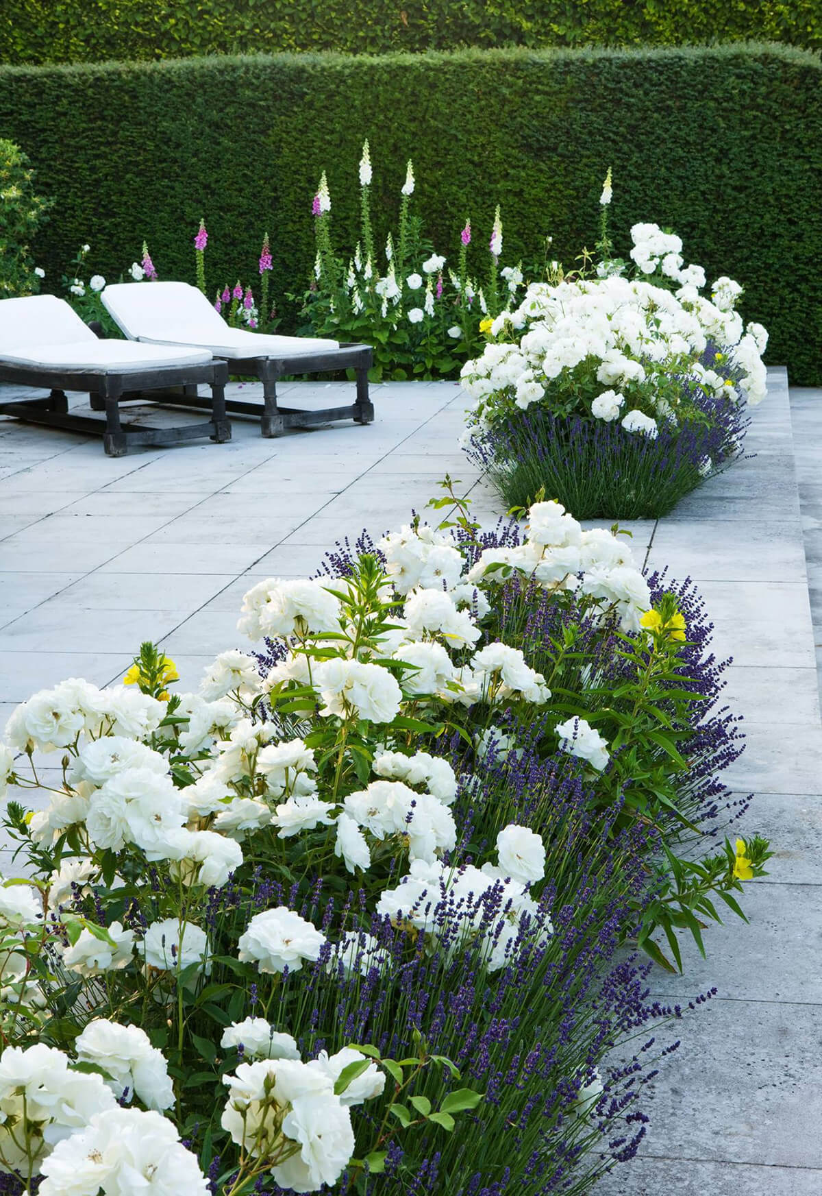 Tile Deck with Built-In Flower Beds