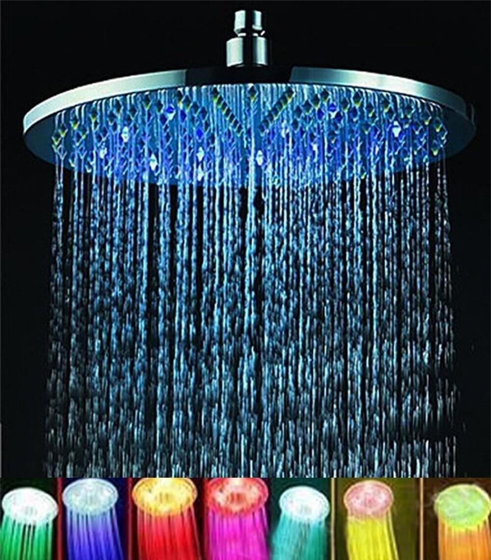 ELENKER Round Shower Head With 7-Color LED Lighting