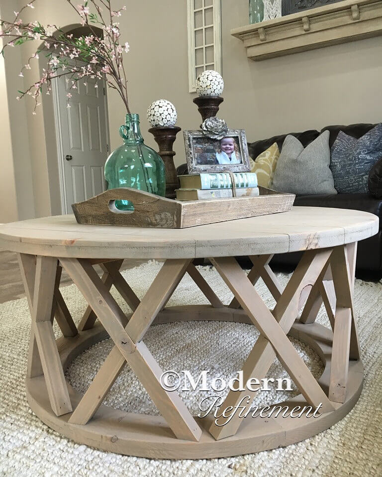 Upcycled Wire Spool Table with Antique Tray Display