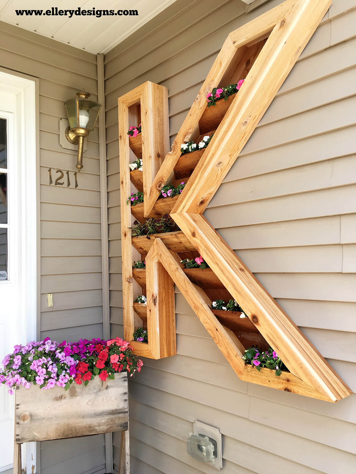 Wood Monogram Mounted Flower Planter