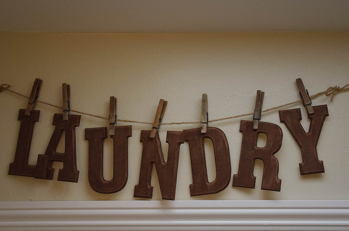 Wood Letter Clothesline Laundry Sign