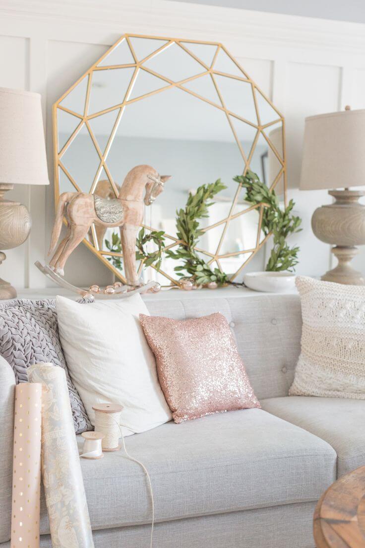 Seaside Carousel Sitting Room With Geometric Wall Mirror