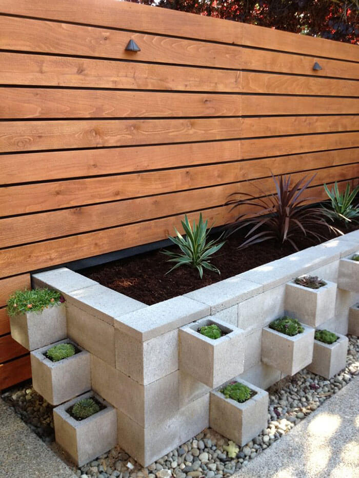 Modern Industrial Cinderblock Planter Bed