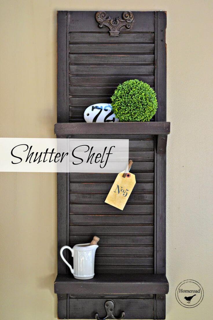 Easy DIY Shutter Shelf with Hooks