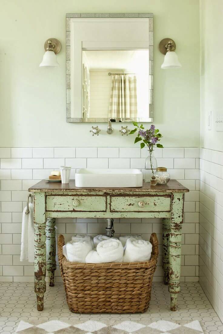 Repurposed Antique Table Bathroom Vanity