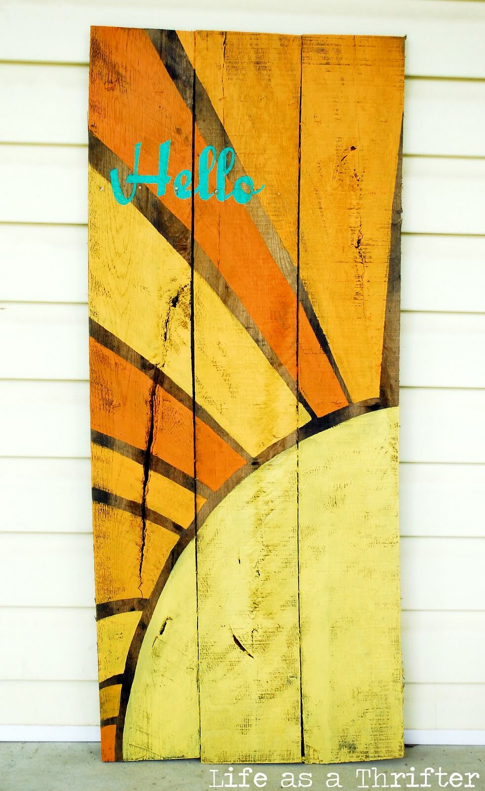 "Hello" Sunshine Painted Wood Sign