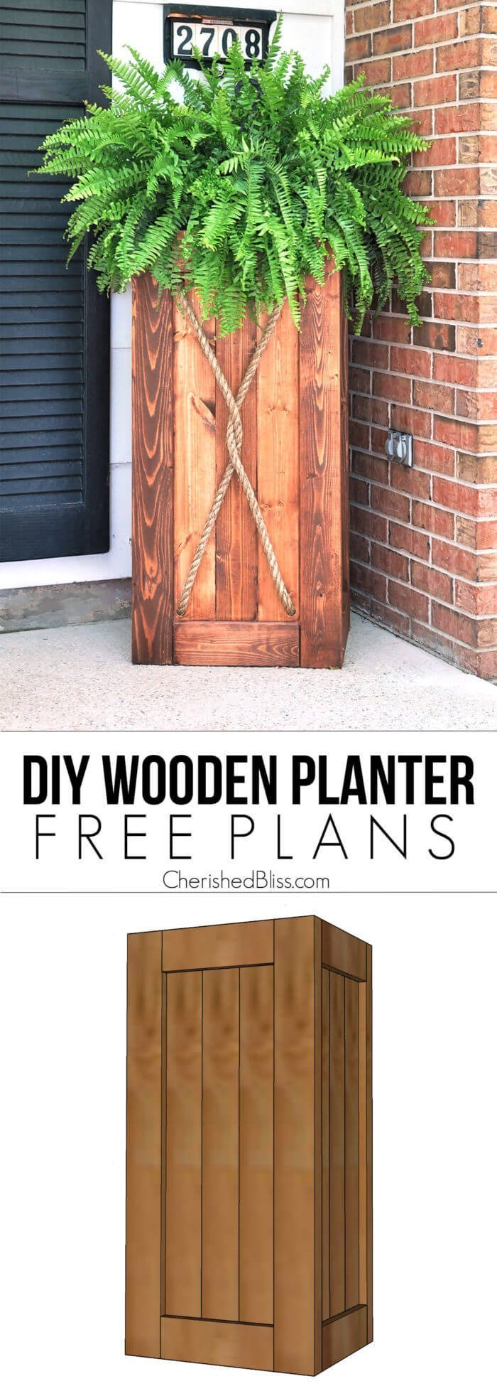 DIY Tall Wooden Porch Planter