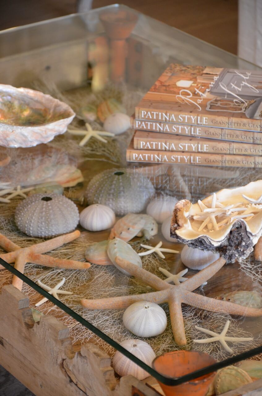 Glass-topped Coffee Table Featuring Beach Finds