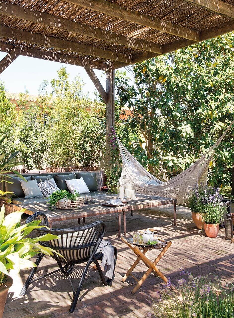 Provincial Cottage Pergola Setting With Hammock