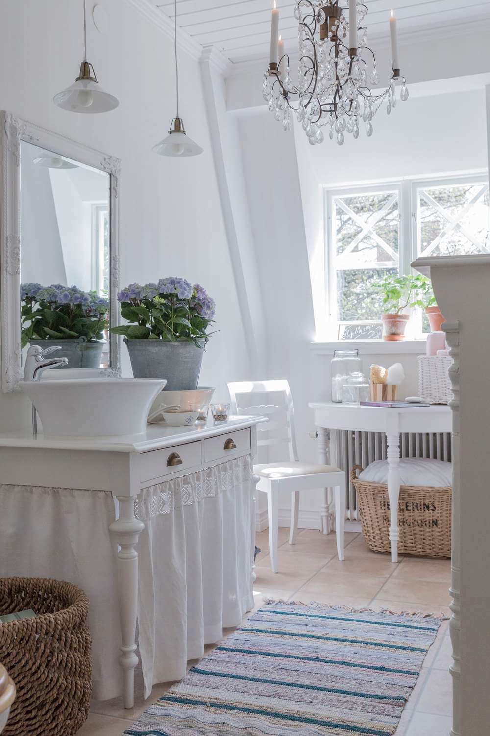 Repurposed Table Vanity with Dust Ruffle