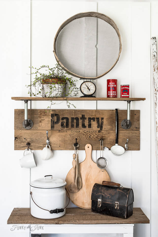 Wood Pantry Sign with Shelf