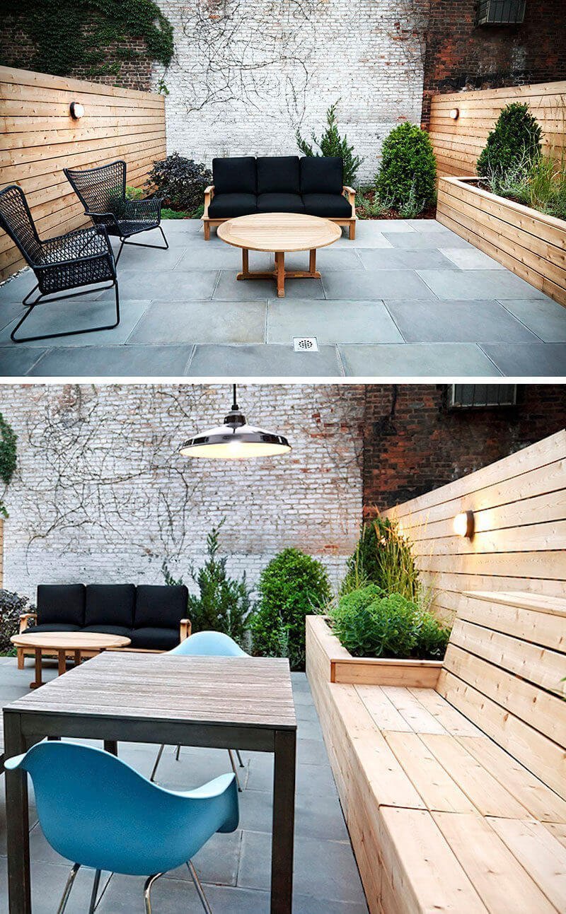 DIY Wood Planter with Built-In Benches