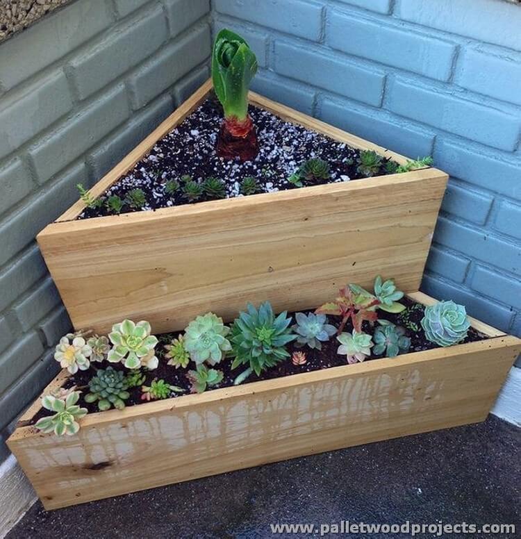 DIY Tiered Wooden Corner Planter