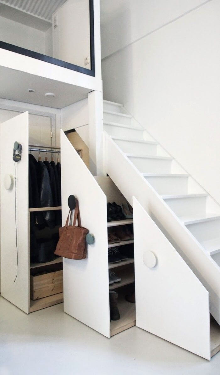 Secret Clothing Closet Beneath a Stairway