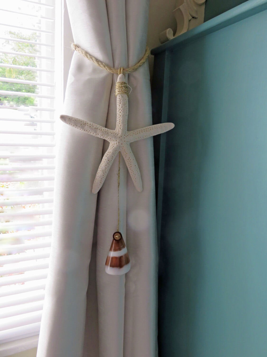 Sandy Colored Curtains with Starfish Tassels