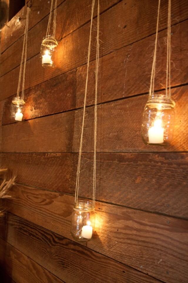 Rustic Hanging Mason Jar Candle Holders