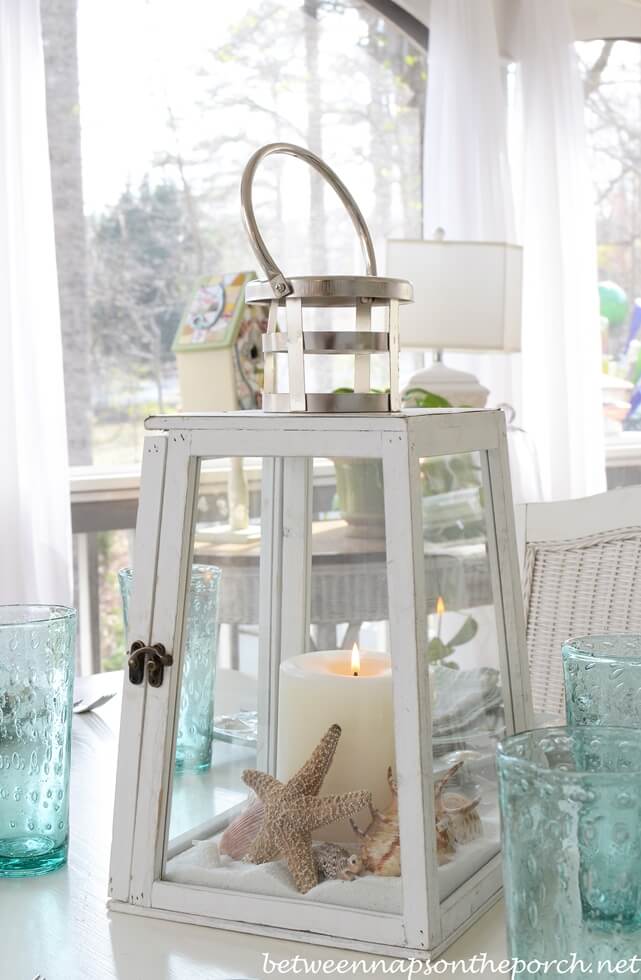 Soft Sandy Beach Centerpiece with Lighthouse Inspirations