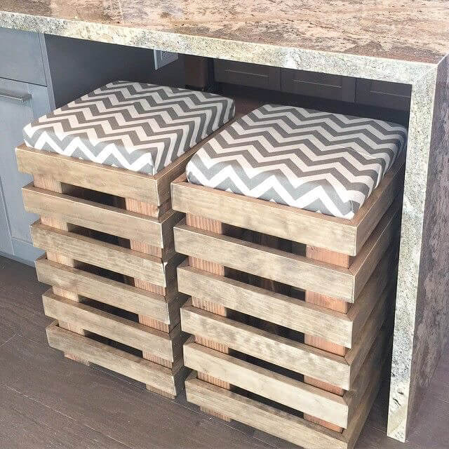 Stools with a Soft, Zig-Zag Patterned Cushion