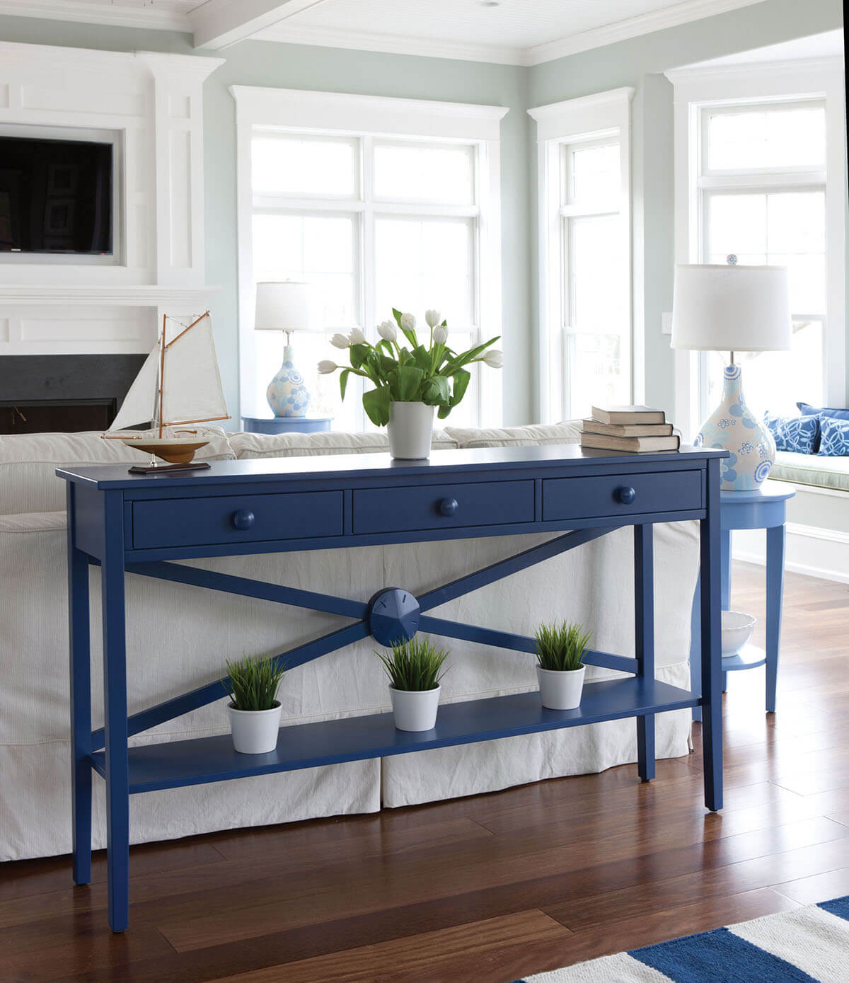 Caribbean Blue Drawer & Runner Sofa Table