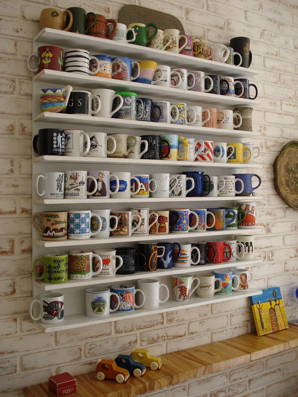 Minimalist White Mug Storage Shelves