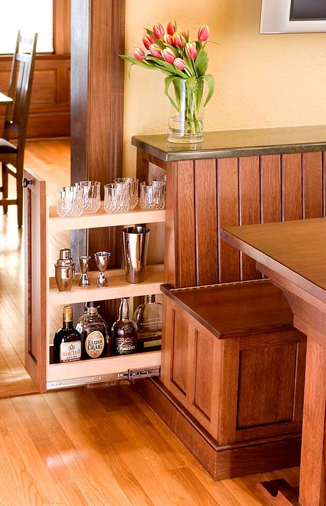 Pull Out Liquor Cabinet in a Dinette