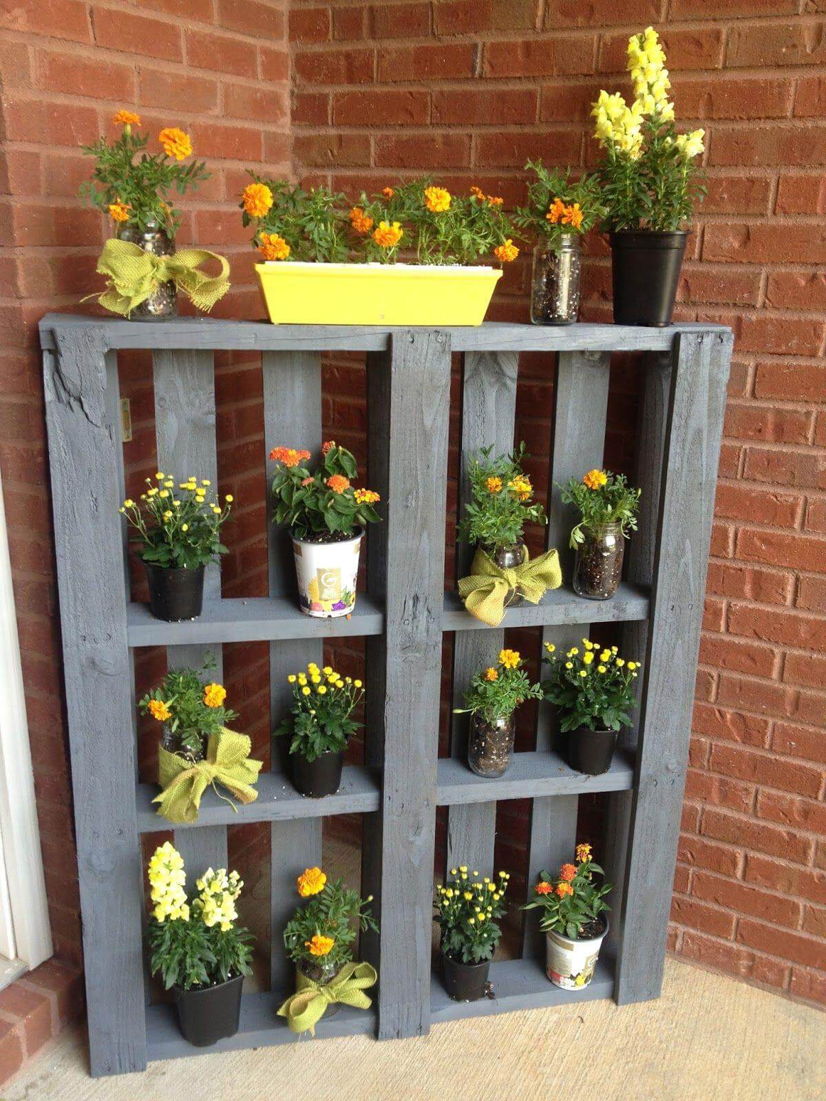 A Cozy Corner Shelf with Colorful Flowers