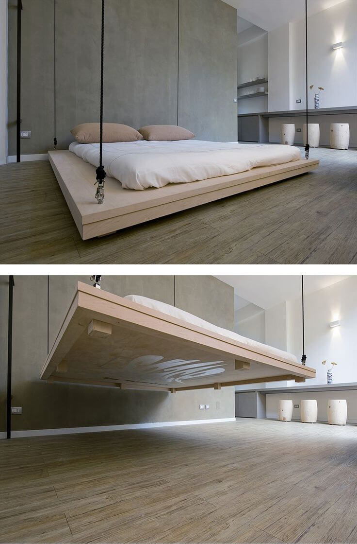 Ceiling Mounted Drop-Down Platform Bed