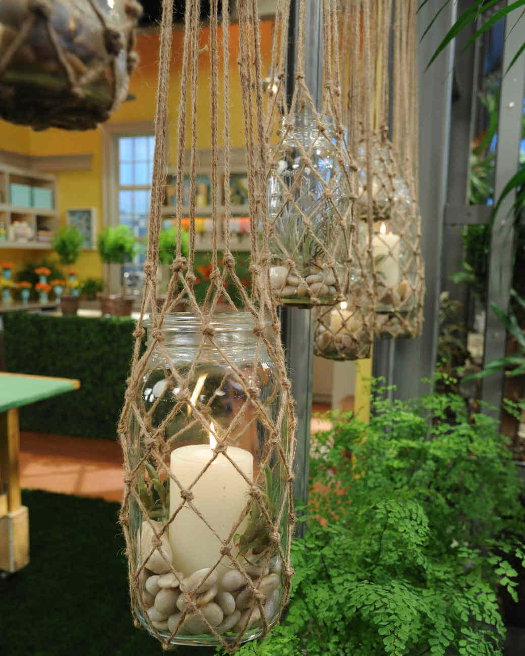 Hanging Twine Mesh Candle Holders