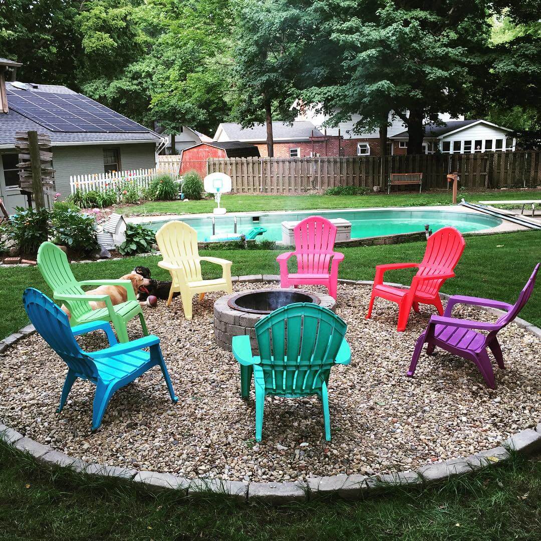 Stone Pit with a Rainbow of Chairs