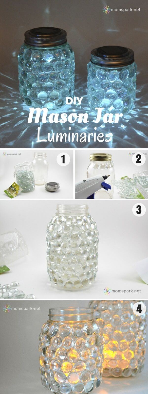 Glass Jewel DIY Mason Jar Luminaries