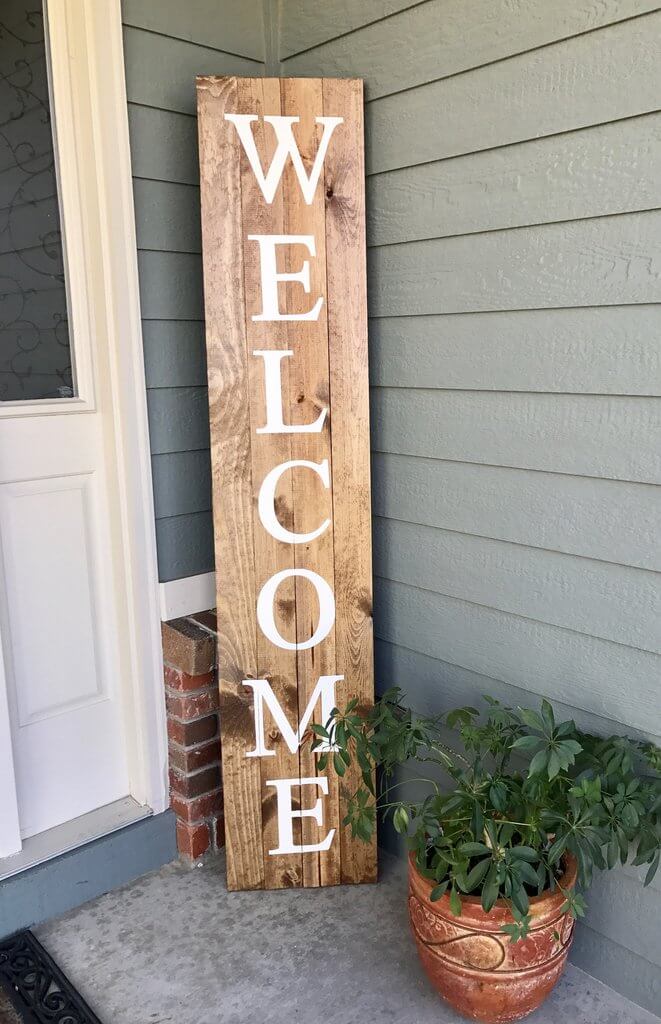 Tall Rustic Wooden Welcome Sign