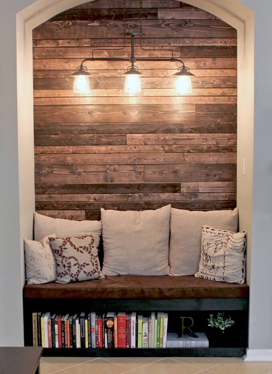 Romantically Illuminated Recessed Wood Wall