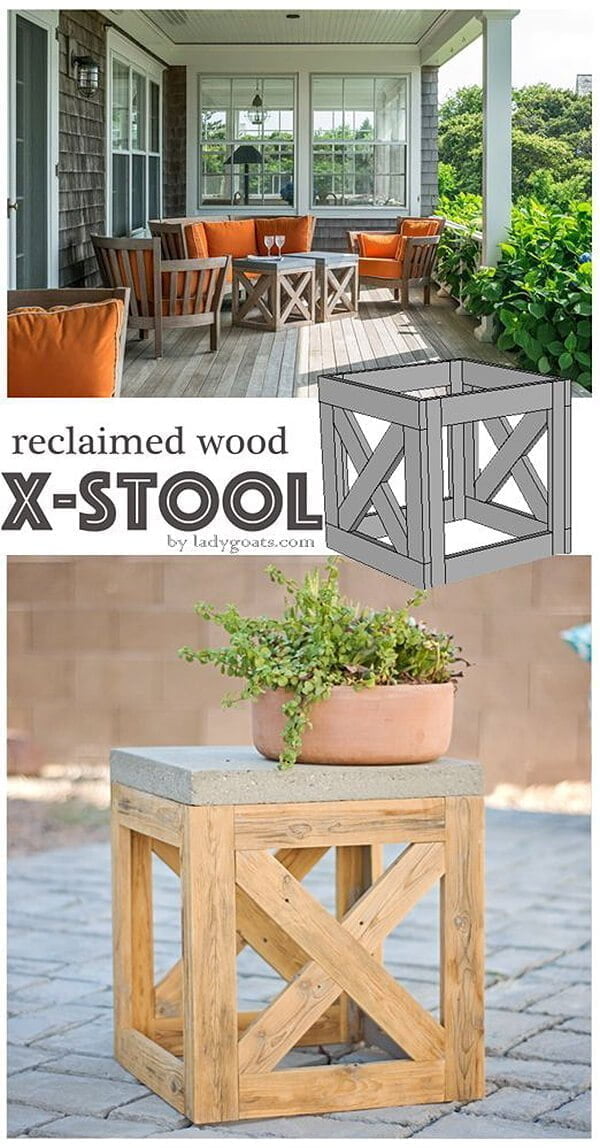 X-Frame Cube Patio Stool