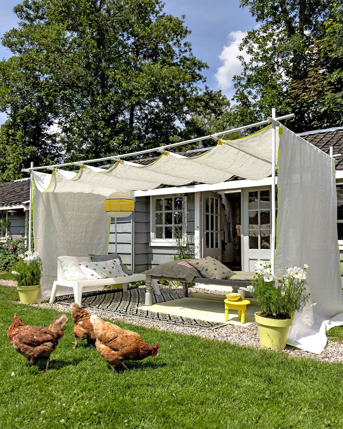 Simple Aluminum-Pipe Framed Backyard Canopy