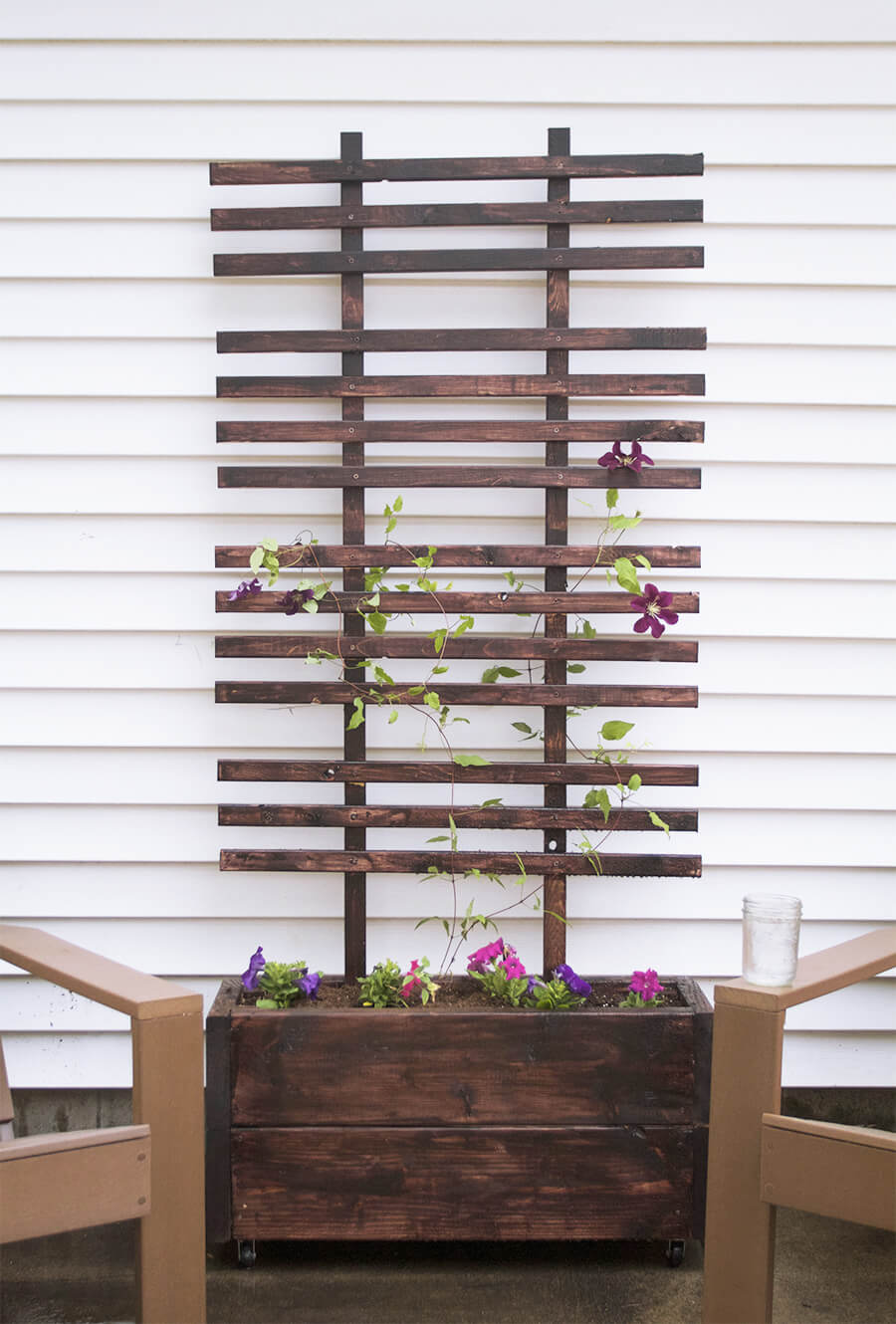 Wood Flower Planter and Matching Trellis