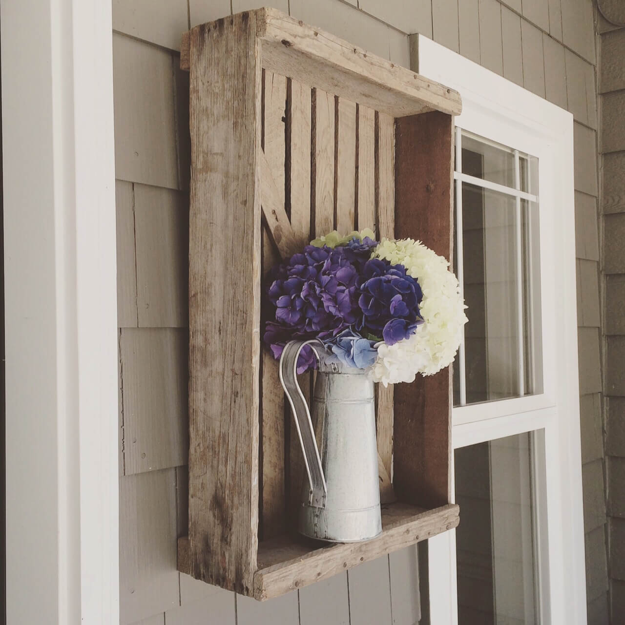 Repurposed Farm Crate Vase Mount