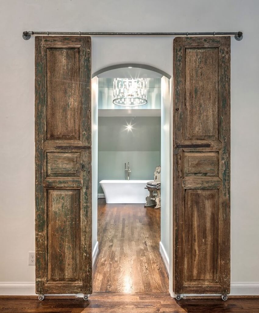 Rustic Wooden Barn Doors for Ensuite Bathroom