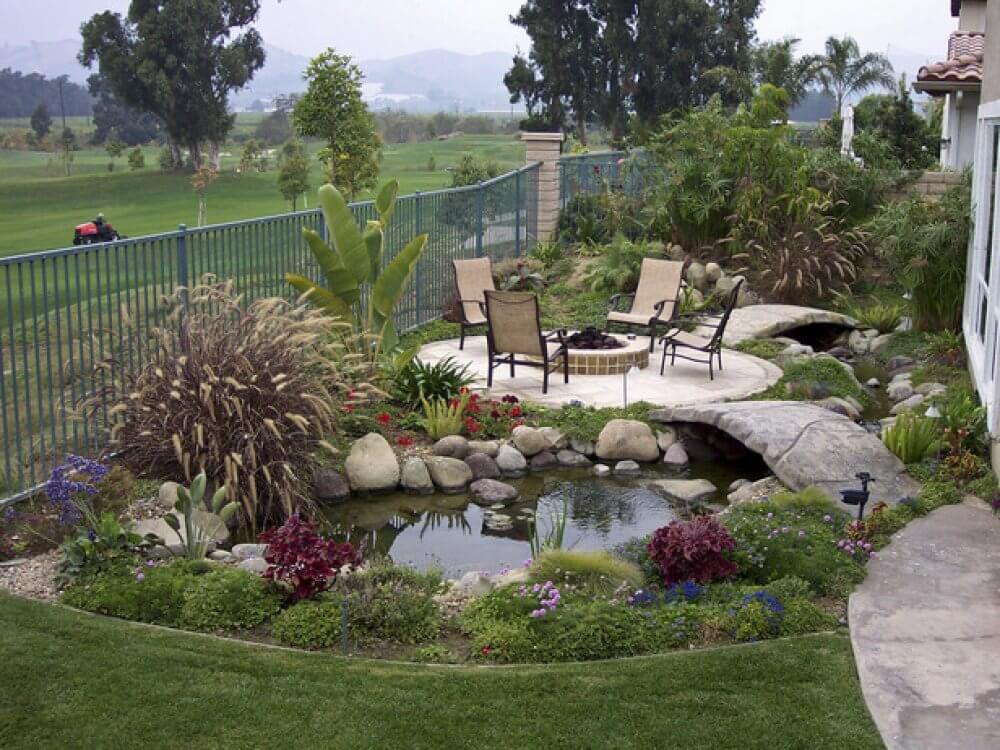 A Relaxing Spot Near a Garden Pond