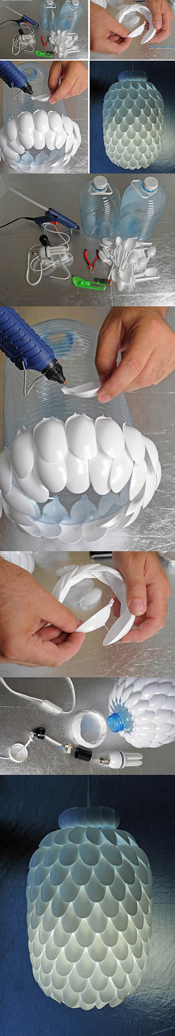 Recycled and Crafty Spoon-Scaled Lampshade